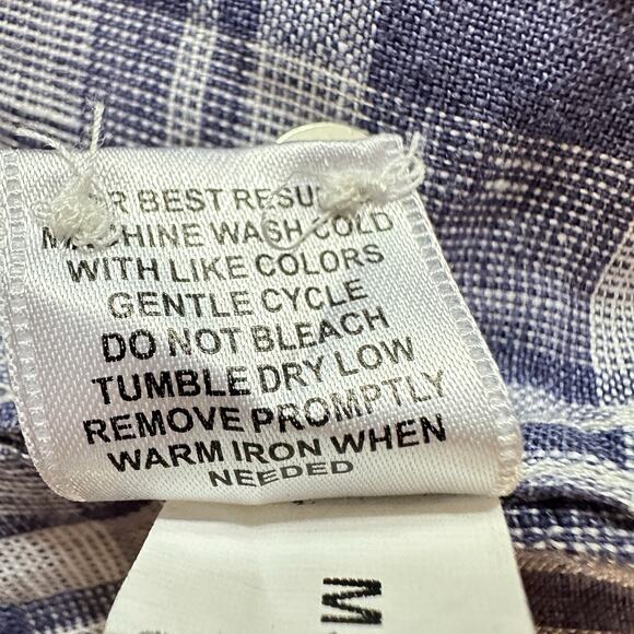 Peter Millar XL 100% Linen Button Down Shirt Long‎ Sleeves Blue Plaid MSRP $160 - Picture 7 of 7